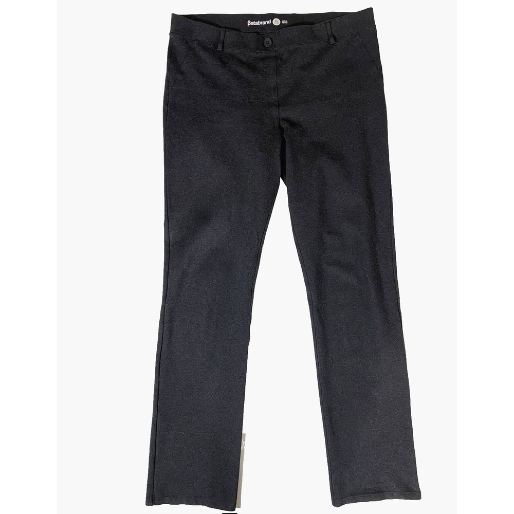 Betabrand Yoga Dress Pants Size XL Tall Charcoal Gray Straight‎ Leg Stretch